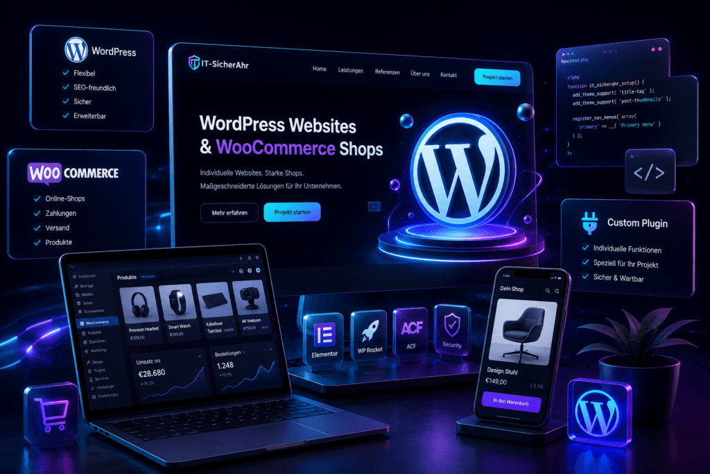 WordPress Website und WooCommerce Shop Entwicklung mit individueller Plugin Programmierung